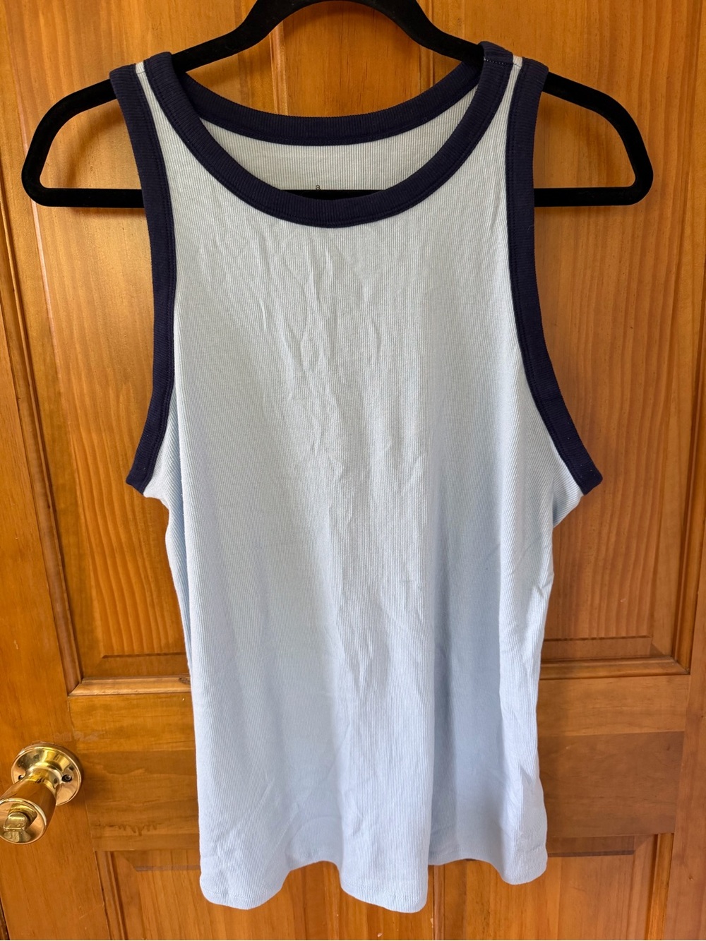 a new day Light Blue Tank with Navy Trim - Women's Sleeveless Top